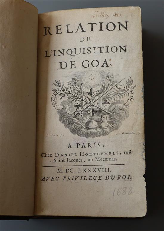 Robert Southey copy. Dellon, Gabriel Relation de lInquisition de Goa,